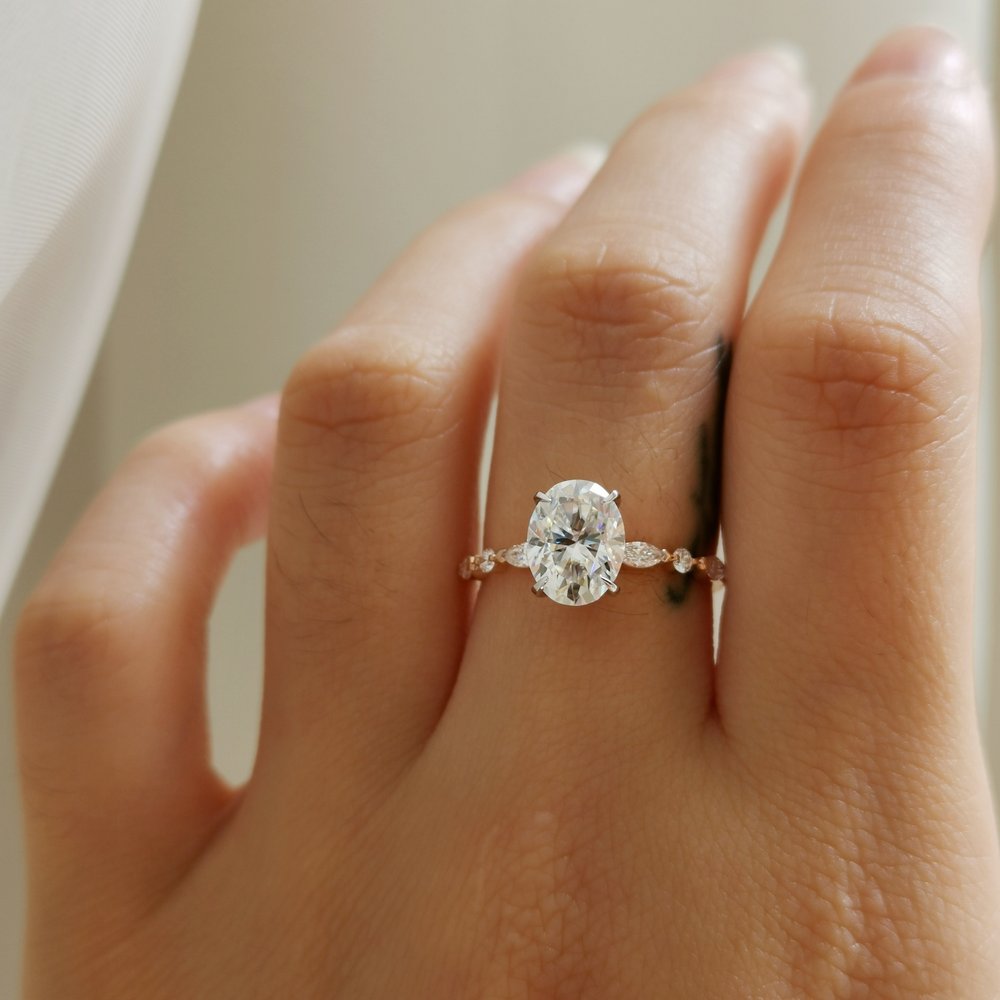 Oval Pave Lab Grown Diamond Engagement Ring