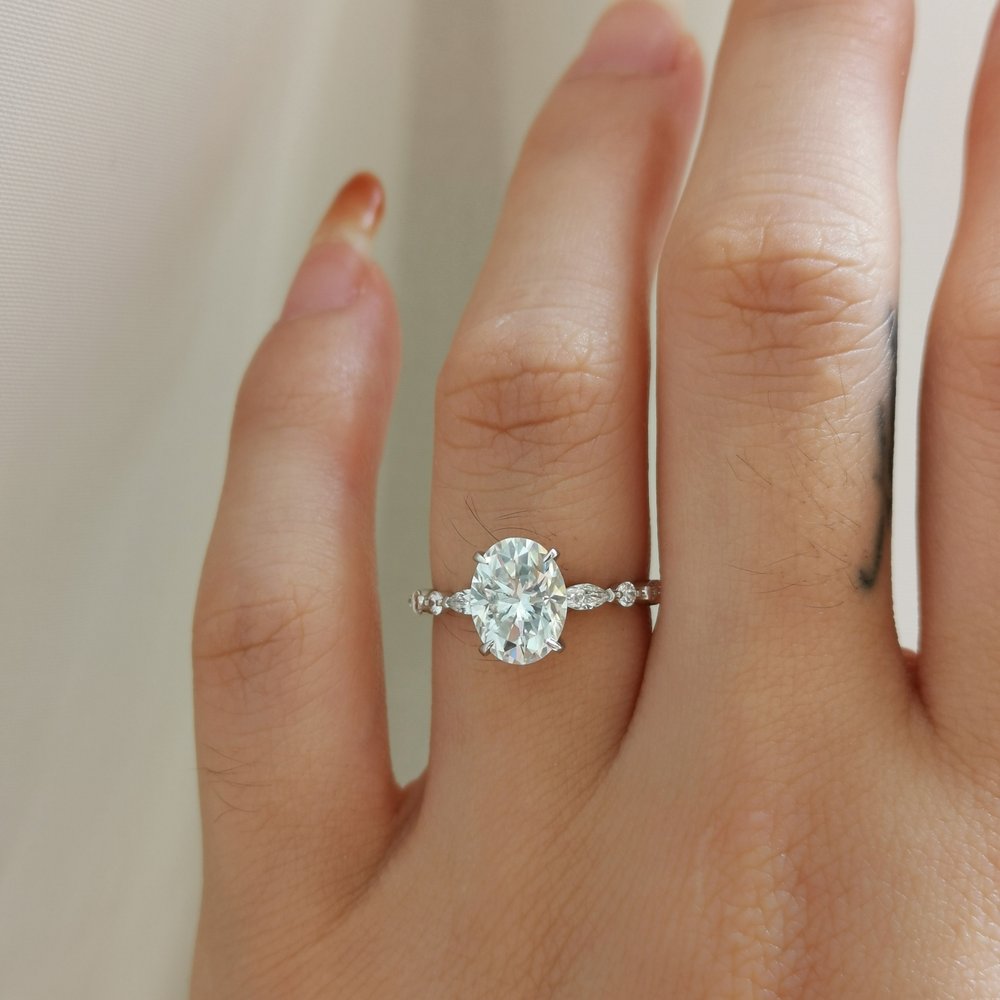 Oval Pave Lab Grown Diamond Engagement Ring