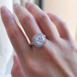 Cushion Double Halo & Pave Split Shank Lab Grown Diamond Engagement Ring