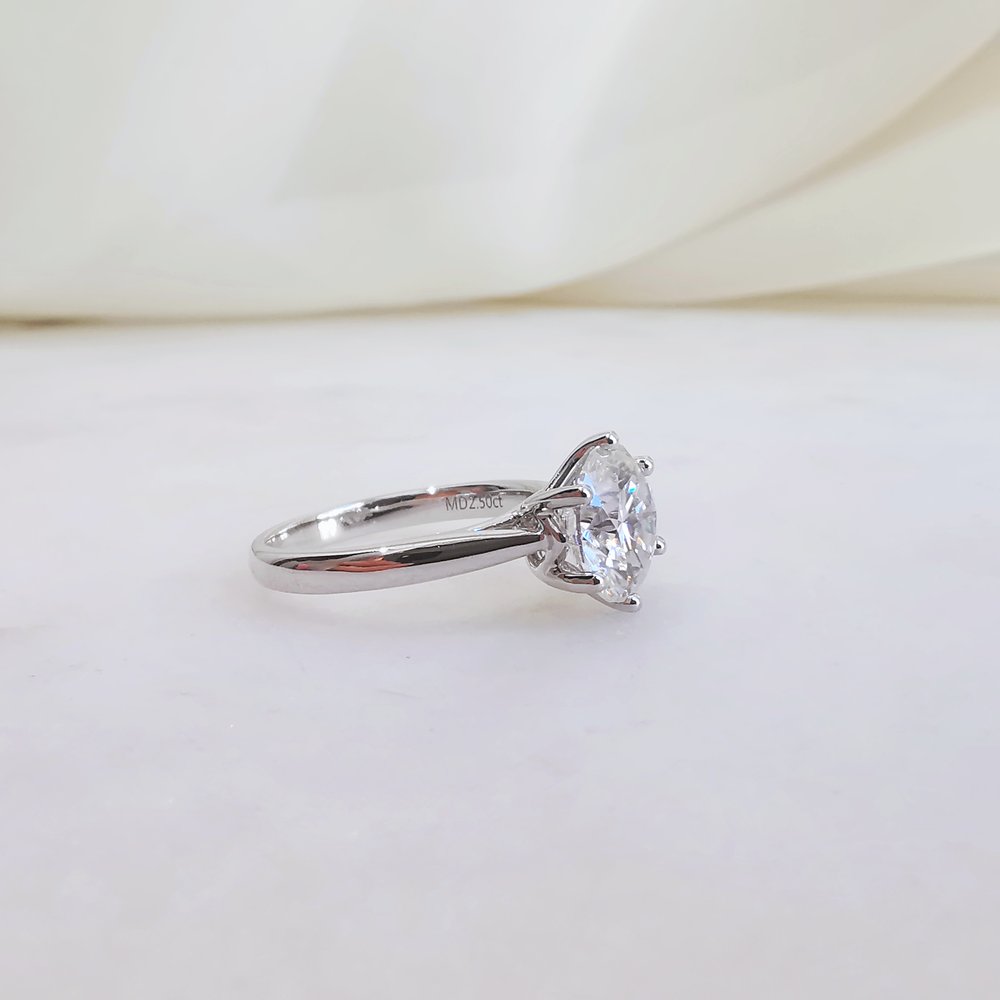 Round Solitaire Lab Grown Diamond Engagement Ring