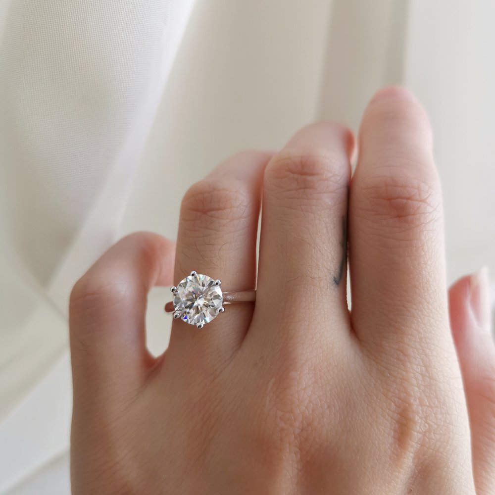 Round Solitaire Lab Grown Diamond Engagement Ring