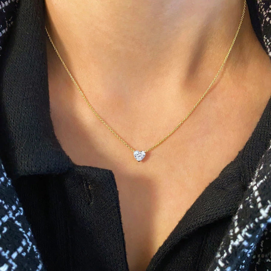 0.7 CT Heart Solitaire CVD F/VS Diamond Necklace 2