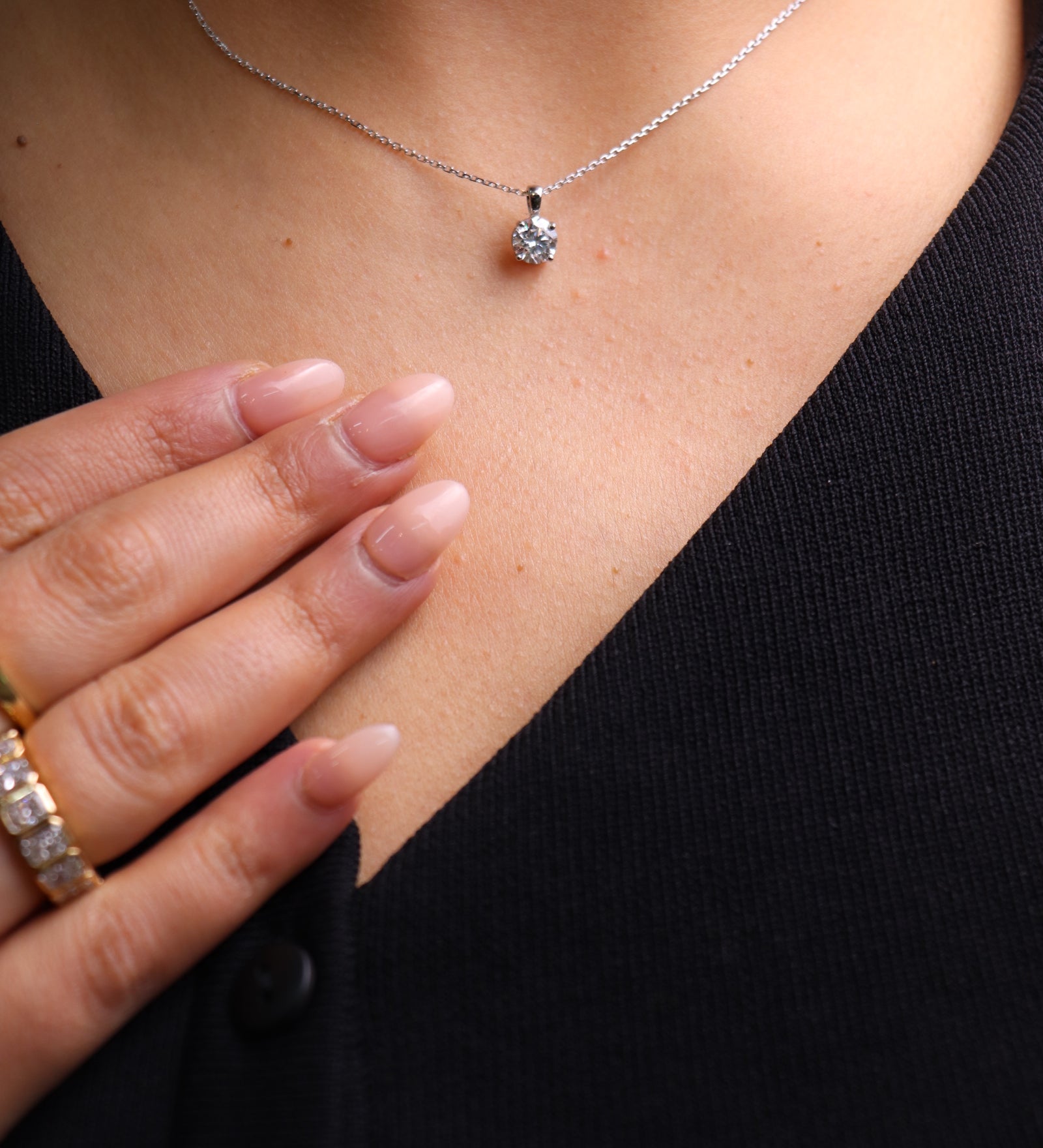 0.3 CT Round Cut Solitaire Moissanite Necklace
