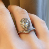 Pear Halo & Pave Lab Grown Diamond Engagement Ring