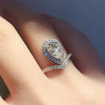 Pear Halo & Pave Lab Grown Diamond Engagement Ring