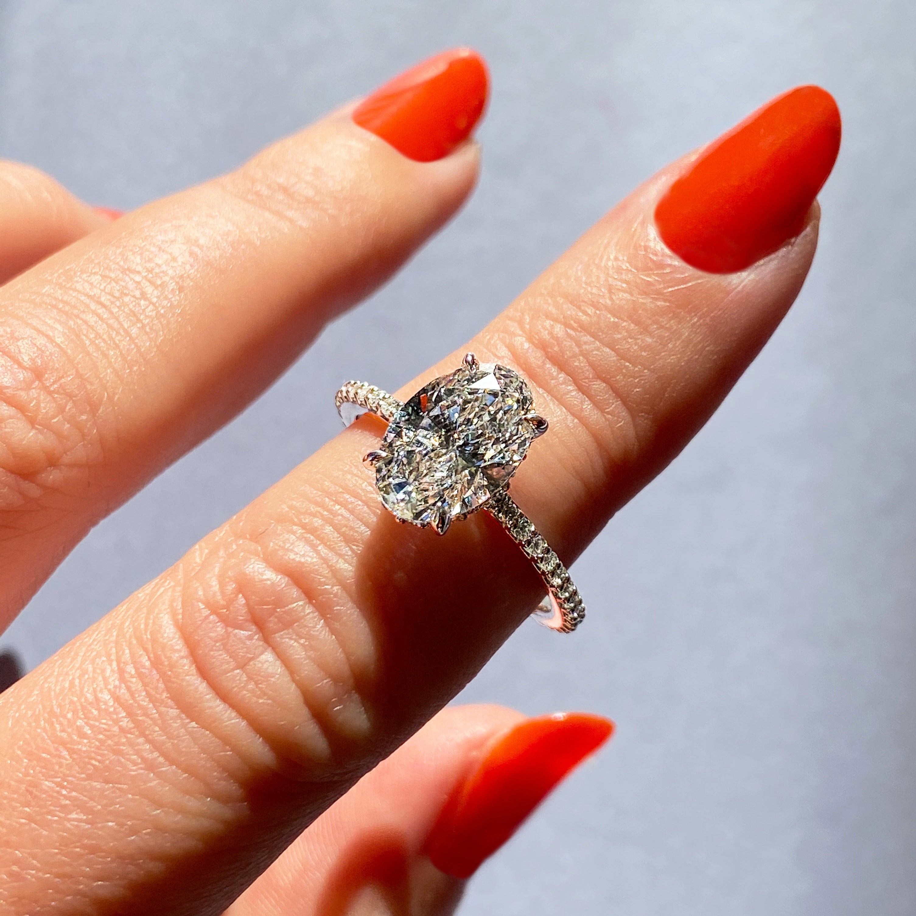 Oval Pave Lab Grown Diamond Engagement Ring