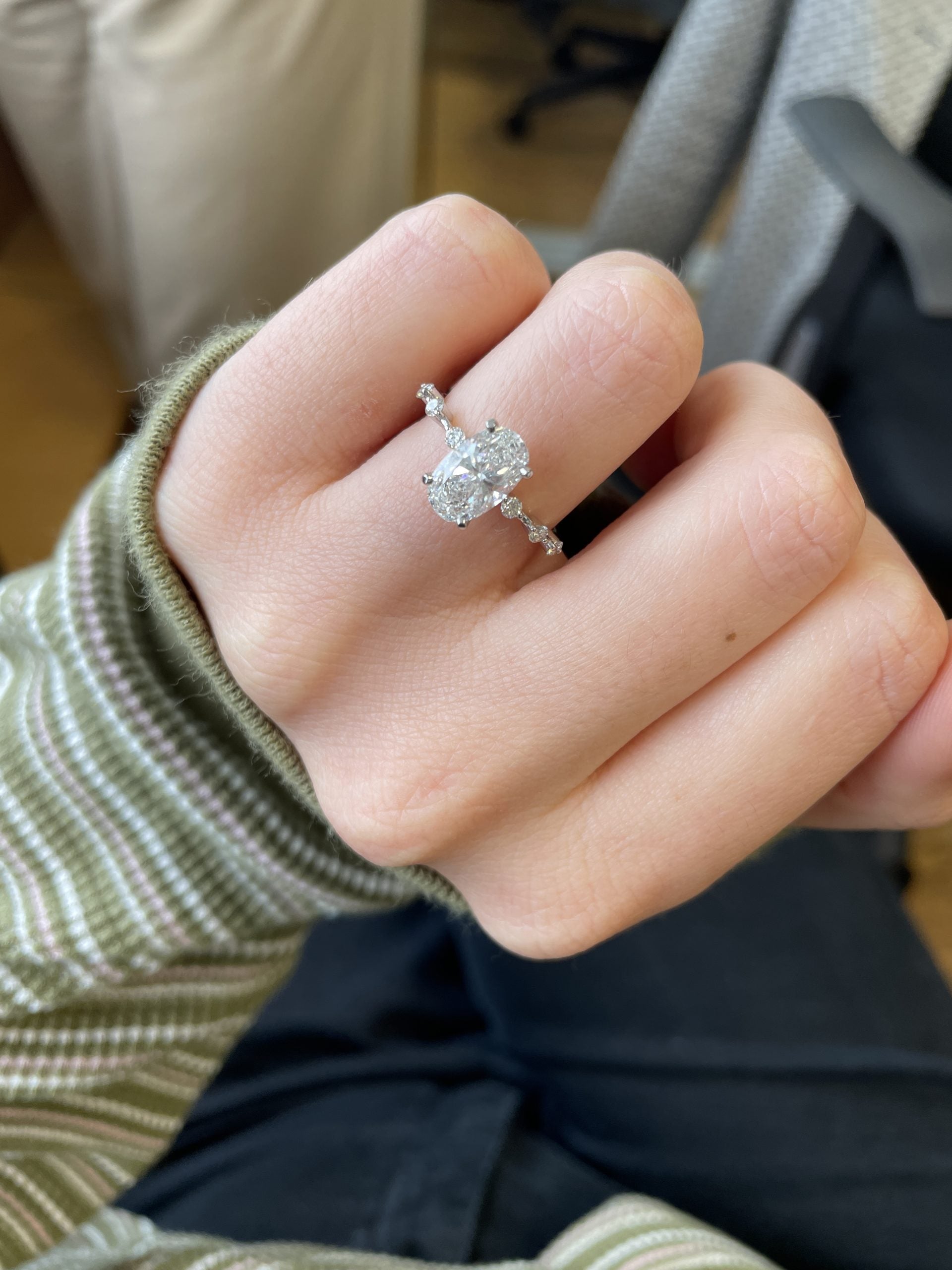 2.01 CT Oval Cut Pave CVD F/VS1 Diamond Engagement Ring 4