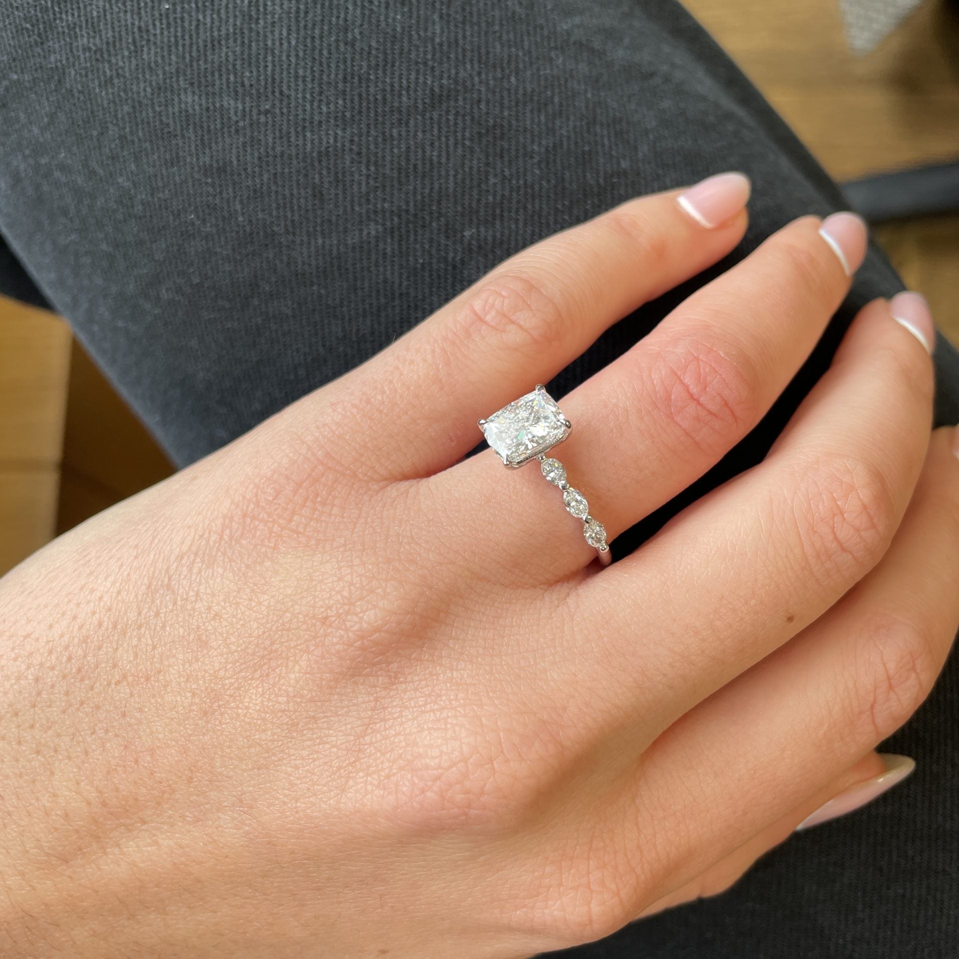 2.04 CT Cushion Cut Pave CVD G/VS2 Diamond Engagement Ring 2