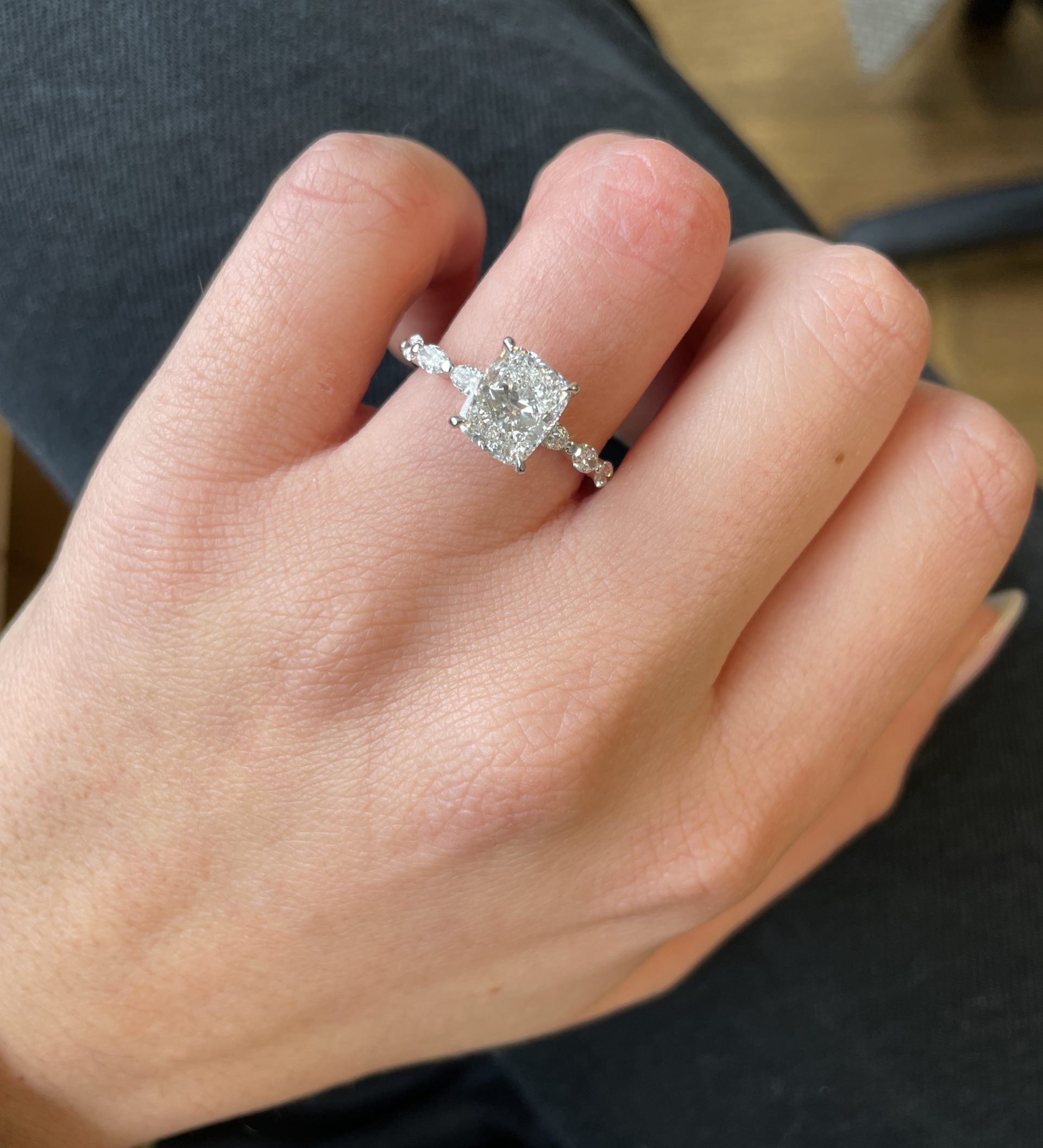 Cushion Cut Pave Lab Grown Diamond Engagement Ring