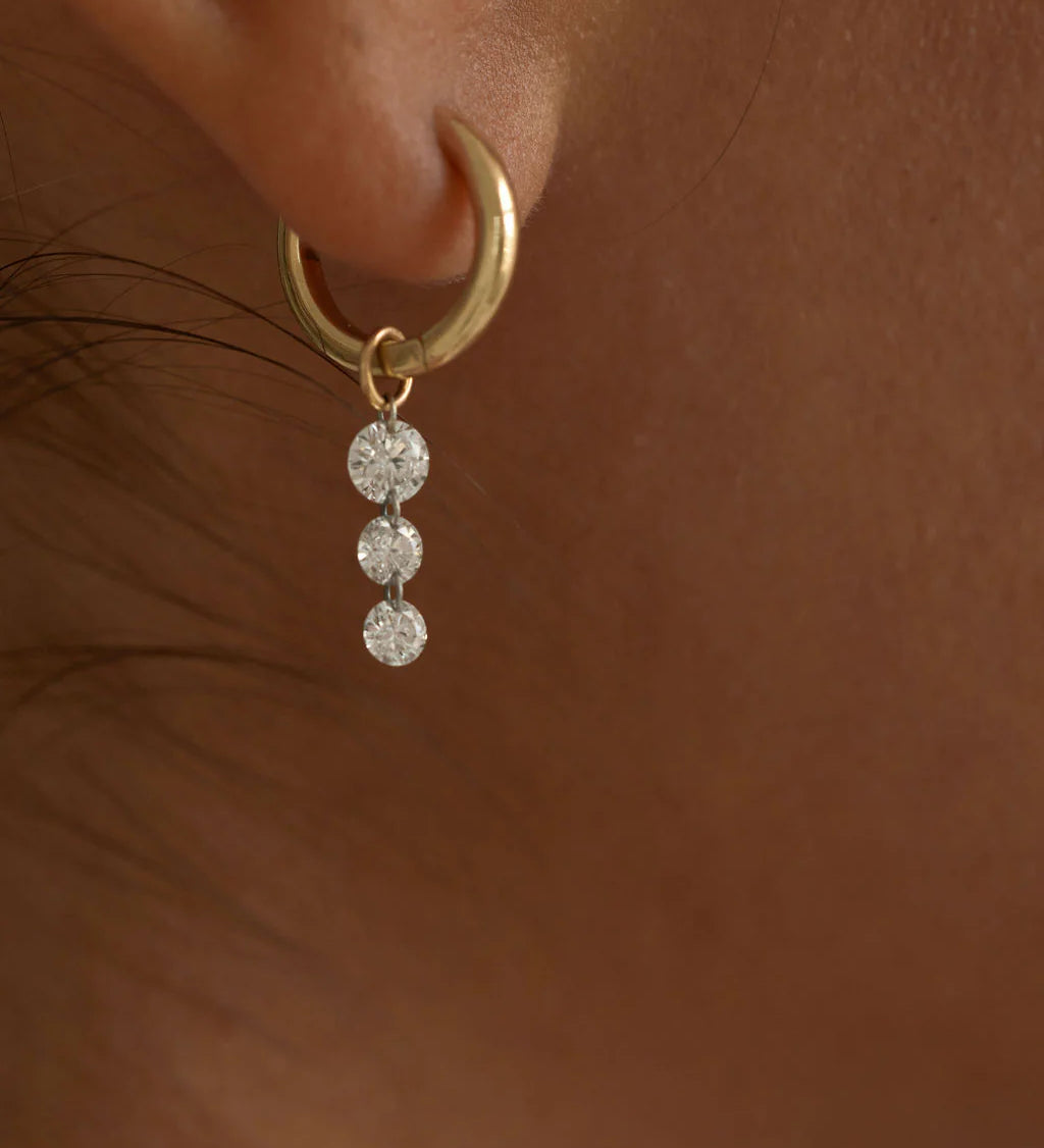 1 CT Round Lab Grown Diamond Dangle Hoop Earrings