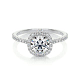1.0 CT Round Halo CVD E/VS2 Diamond Engagement Ring 1
