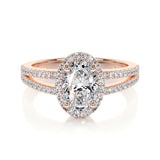 0.90 CT Oval Halo CVD H/SI1 Diamond Engagement Ring 11