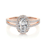 0.90 CT Oval Halo CVD H/SI1 Diamond Engagement Ring 11