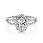 0.90 CT Oval Halo CVD H/SI1 Diamond Engagement Ring 1