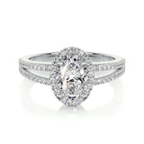 0.90 CT Oval Halo CVD H/SI1 Diamond Engagement Ring 1