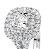 1.0 CT Cushion Double Halo CVD D/VS1 Diamond Engagement Ring 5