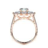 0.80 CT Round Floral Halo CVD H/SI1 Diamond Engagement Ring 15