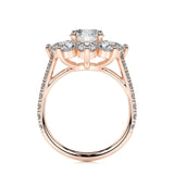 0.80 CT Round Floral Halo CVD H/SI1 Diamond Engagement Ring 15