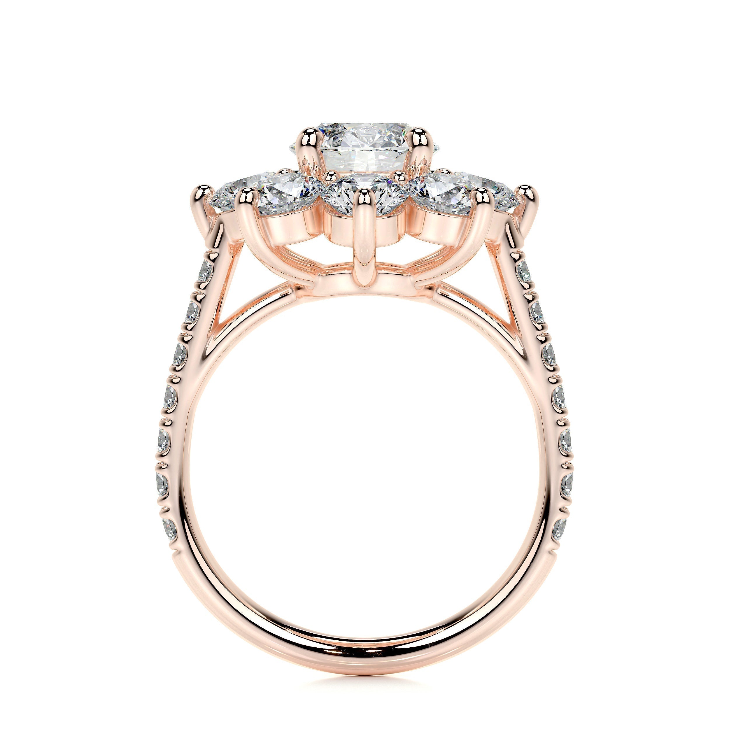 0.80 CT Round Floral Halo CVD H/SI1 Diamond Engagement Ring 15