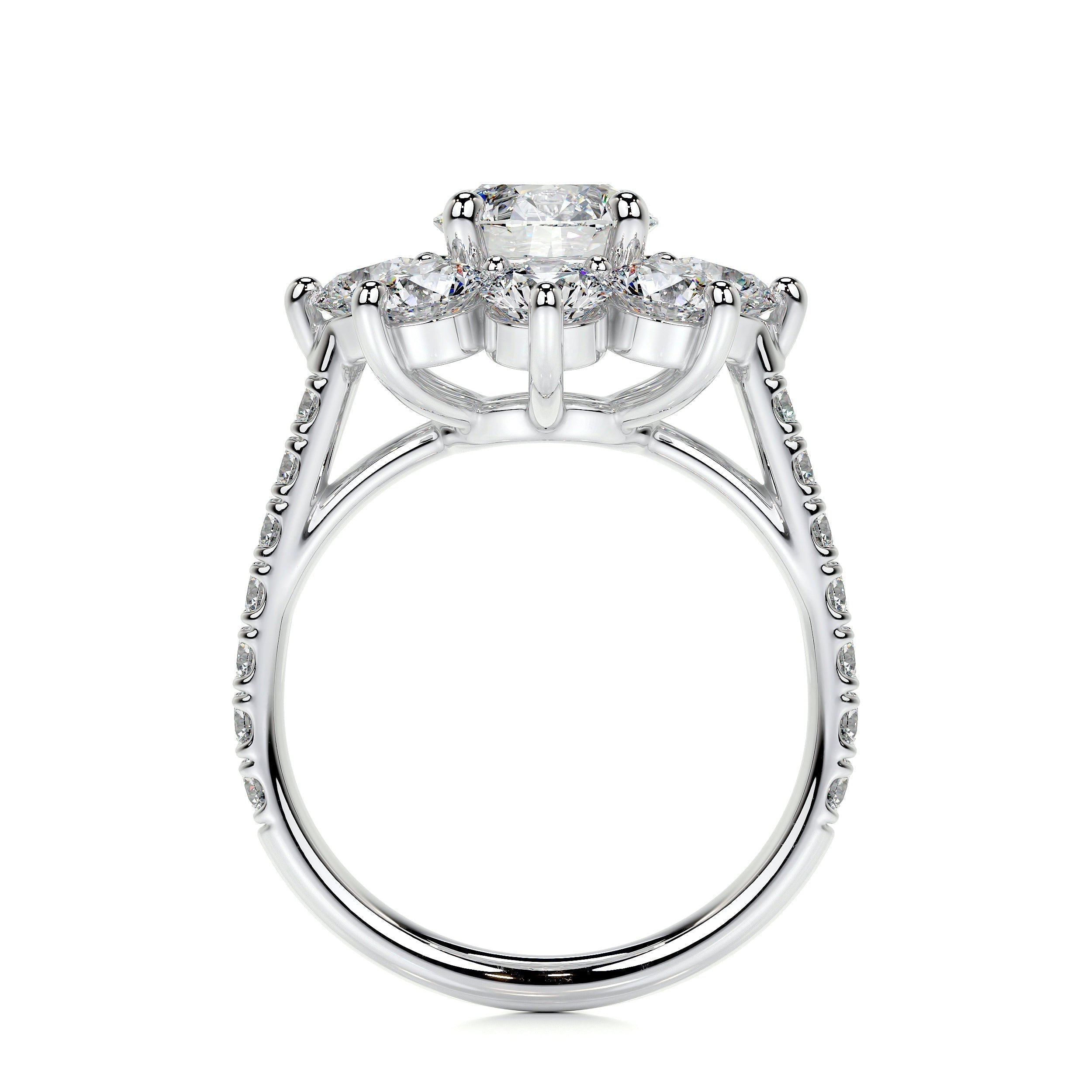 0.80 CT Round Floral Halo CVD H/SI1 Diamond Engagement Ring 6