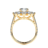 0.80 CT Round Floral Halo CVD H/SI1 Diamond Engagement Ring 11