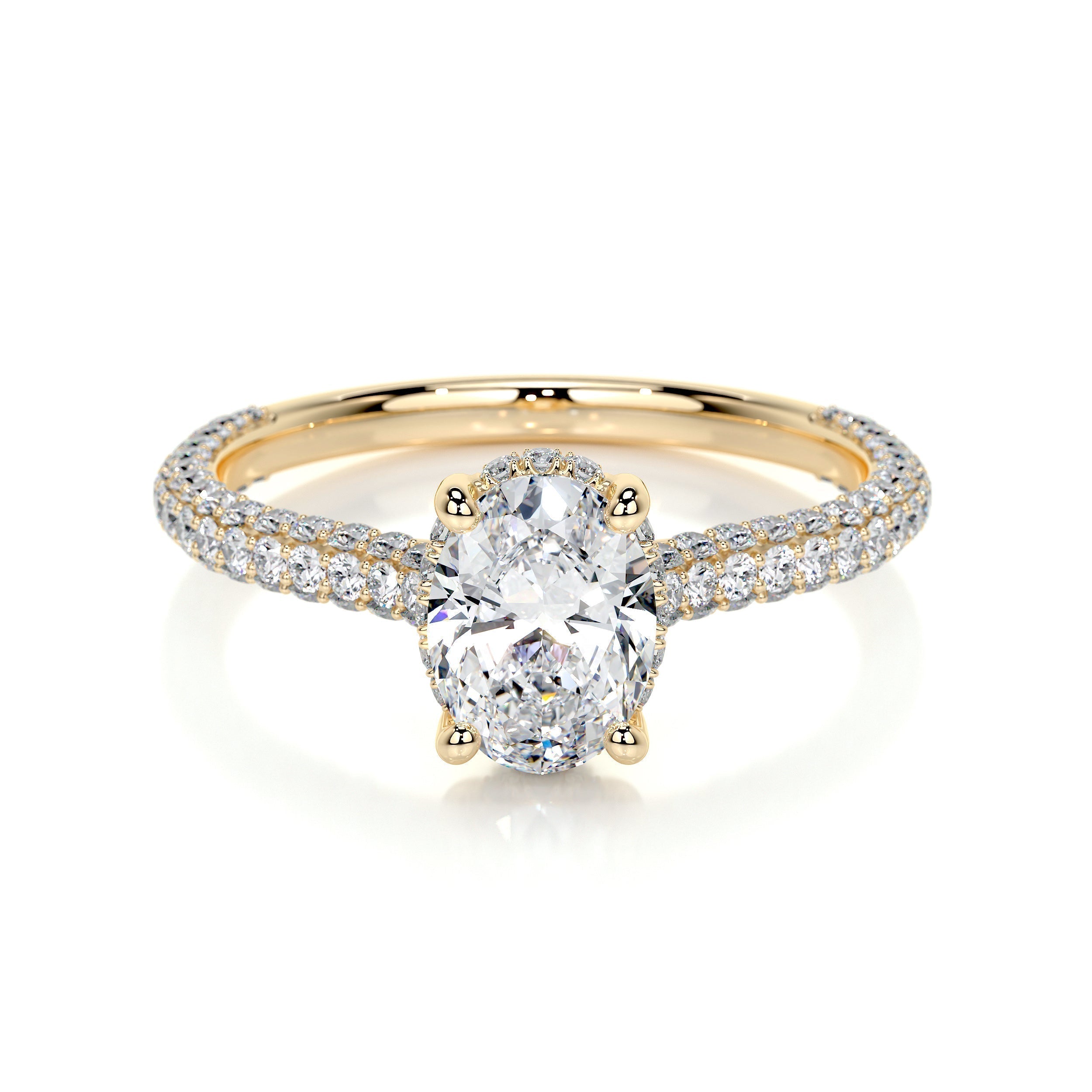 1.20 CT Oval Triple Pave CVD H/SI1 Diamond Engagement Ring 7