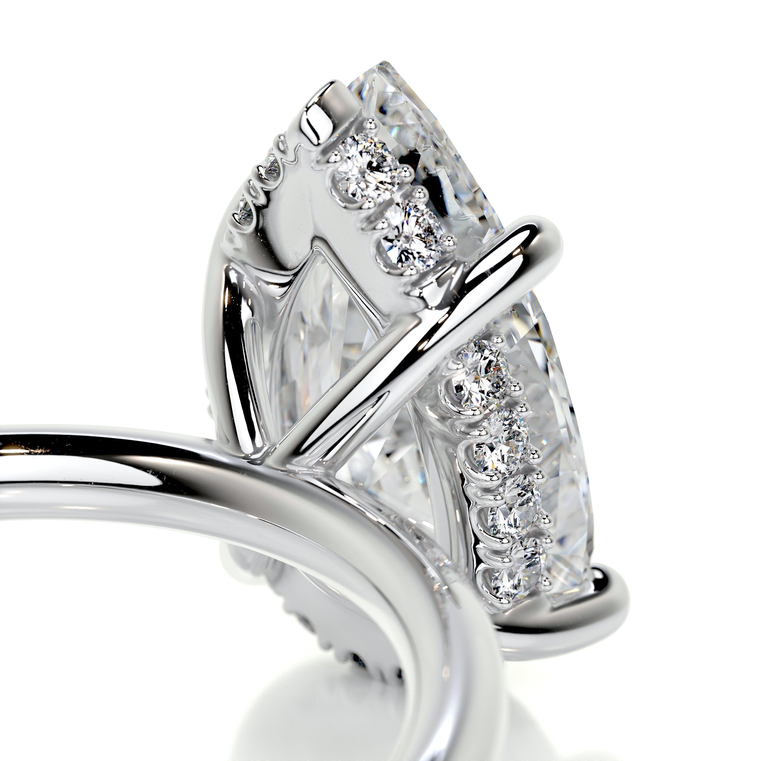 2.0 CT Pear Hidden Halo CVD E/VS2 Diamond Engagement Ring 6