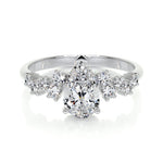 1.0 CT Pear Cluster CVD E/VS2 Diamond Engagement Ring 1