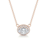 1.0 CT Oval Halo CVD F/VS Diamond Necklace 8