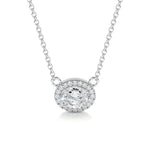 1.0 CT Oval Halo CVD F/VS Diamond Necklace 1