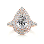 1.0 CT Pear Double Halo CVD F/VS2 Diamond Engagement Ring 12
