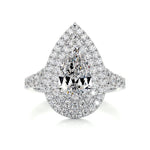 1.0 CT Pear Double Halo CVD F/VS2 Diamond Engagement Ring 1