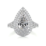 1.0 CT Pear Double Halo CVD F/VS2 Diamond Engagement Ring 1