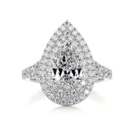 1.0 CT Pear Double Halo CVD F/VS2 Diamond Engagement Ring 1