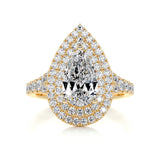 1.0 CT Pear Double Halo CVD F/VS2 Diamond Engagement Ring 7