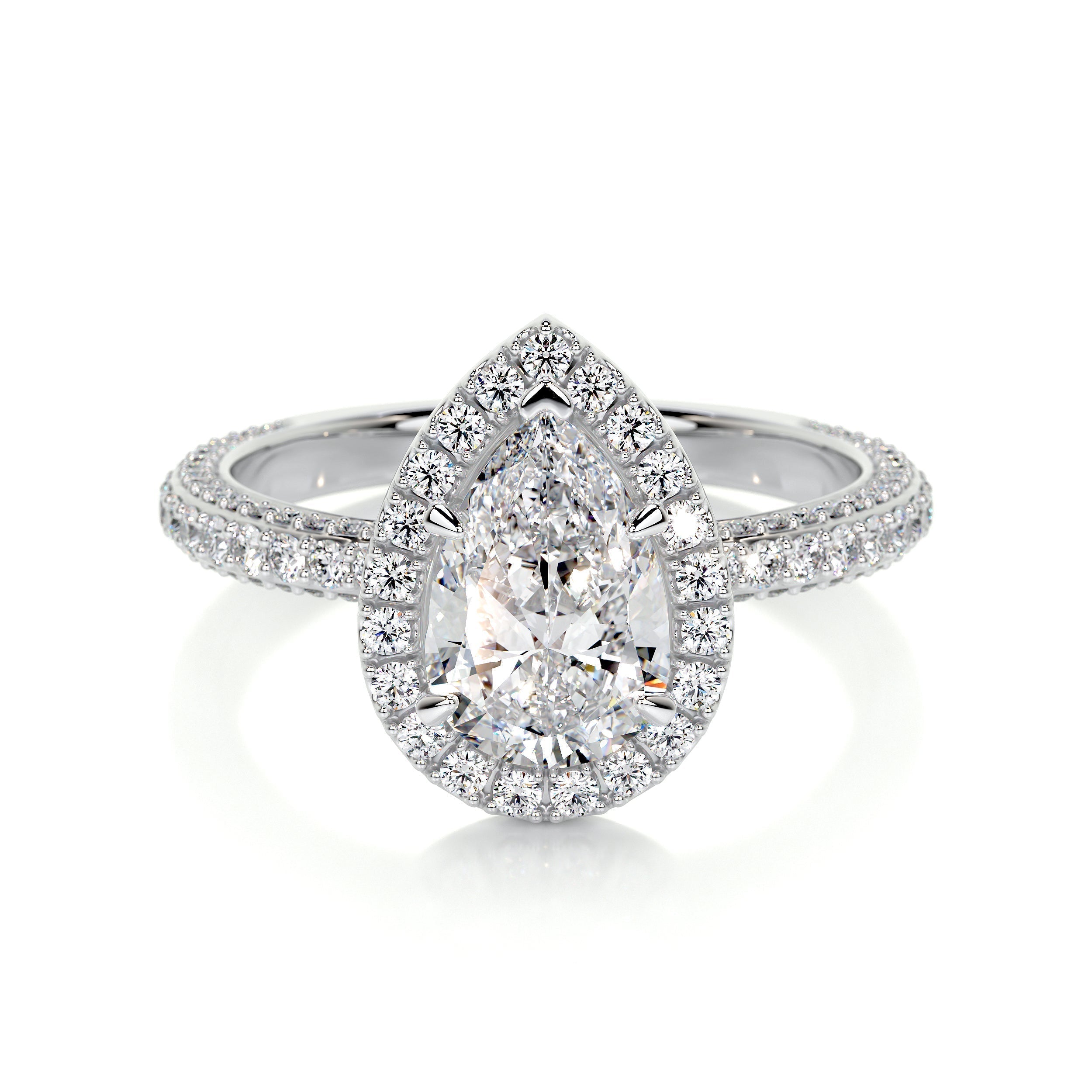 2.0 CT Pear Halo CVD F/VS2 Diamond Engagement Ring 1
