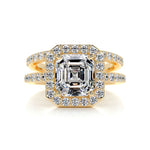 1.05 CT Asscher Halo CVD F/VS Diamond Bridal Ring Set 6
