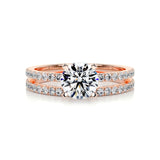 1.0 CT Round Solitaire CVD F/VVS2 Diamond Bridal Ring Set 11