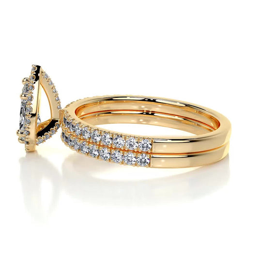 1.0 CT Pear Halo CVD F/VS Diamond Bridal Ring Set 10