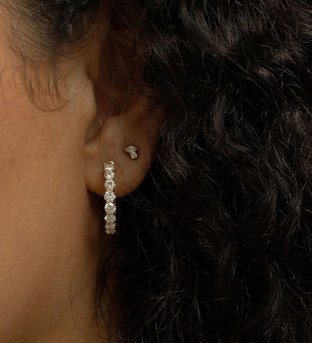 2 CT Round Halo & Pave Lab Grown Diamond Earring