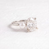 Ariana Grande – Inspired 5 Carat Oval Cut & Pearl Two Stone Lab Grown Diamond Engagement Ring