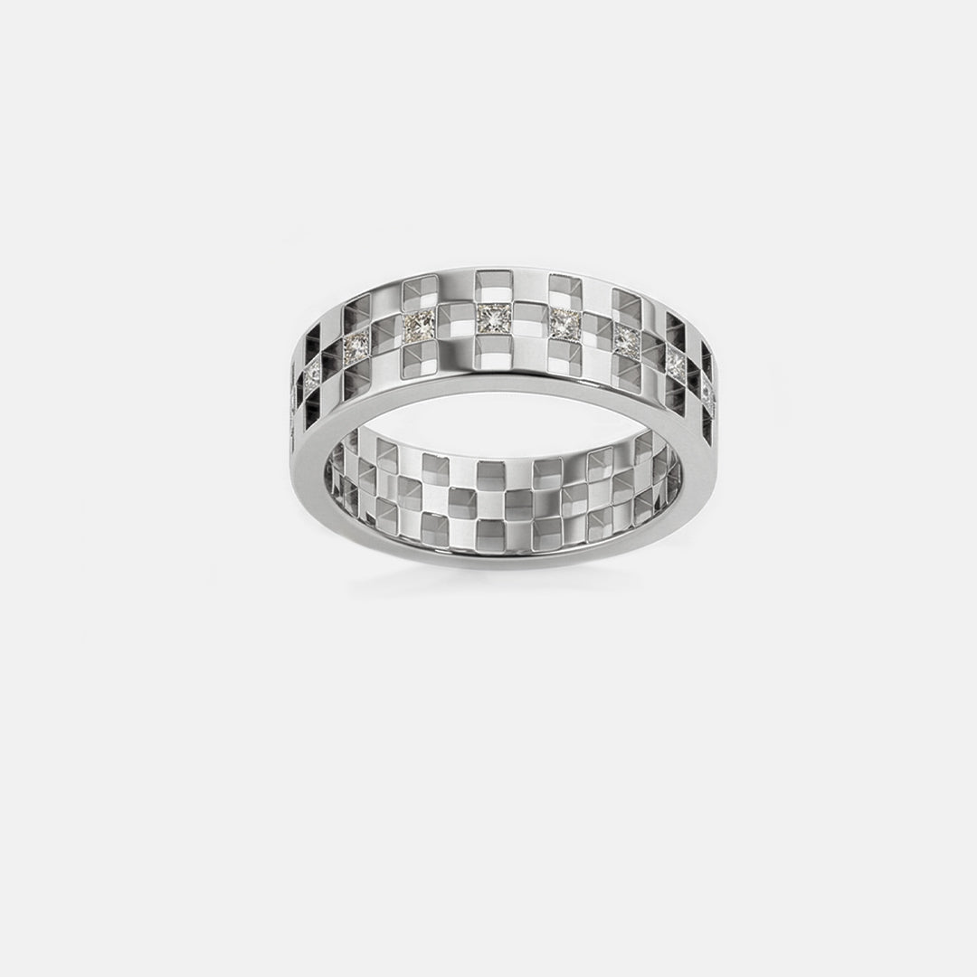 2 TCW Round Halo & Pave Lab Grown Diamond Mens Wedding Band