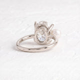 Ariana Grande – Inspired 5 Carat Oval Cut & Pearl Two Stone Lab Grown Diamond Engagement Ring