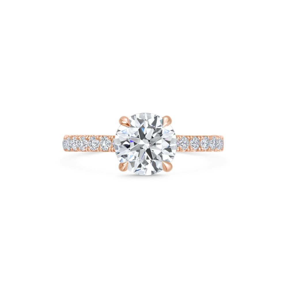 1.5 CT Round Cut Pave CVD F/VVS1 Diamond Engagement Ring 5