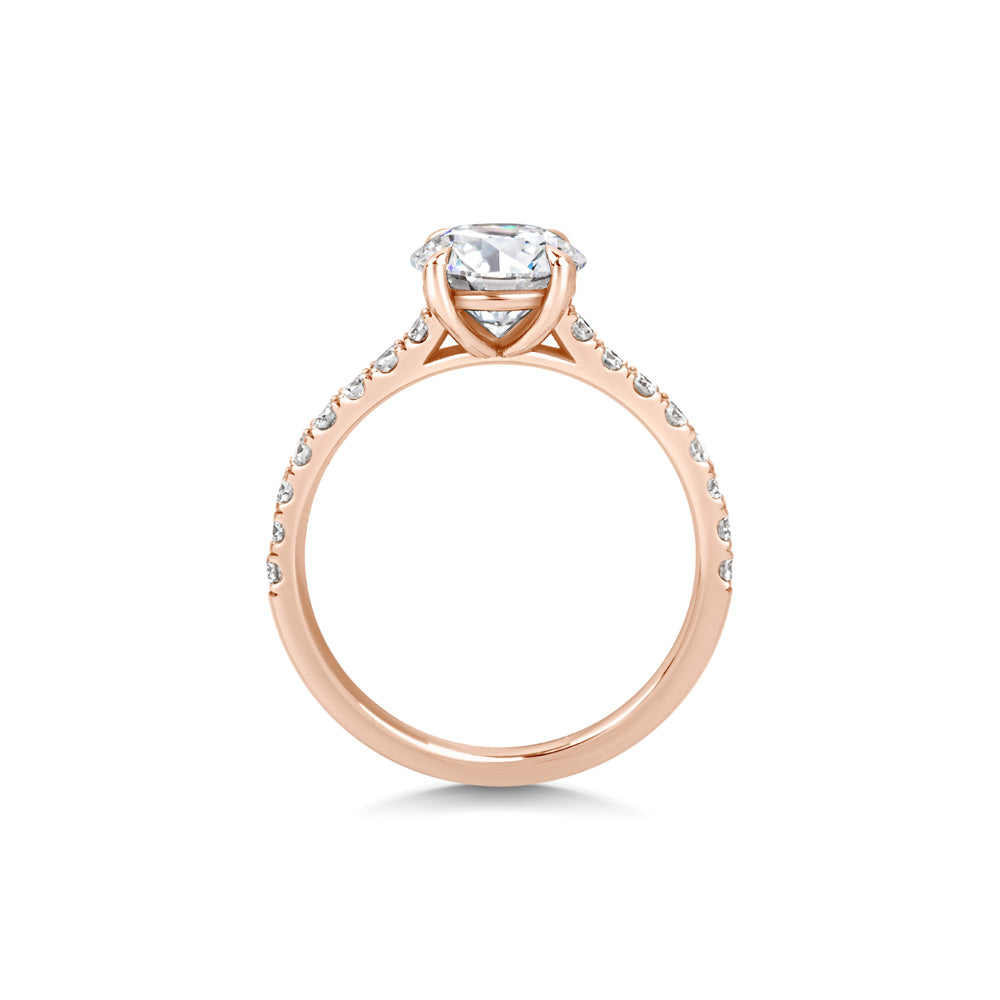 1.5 CT Round Cut Pave CVD F/VVS1 Diamond Engagement Ring 7