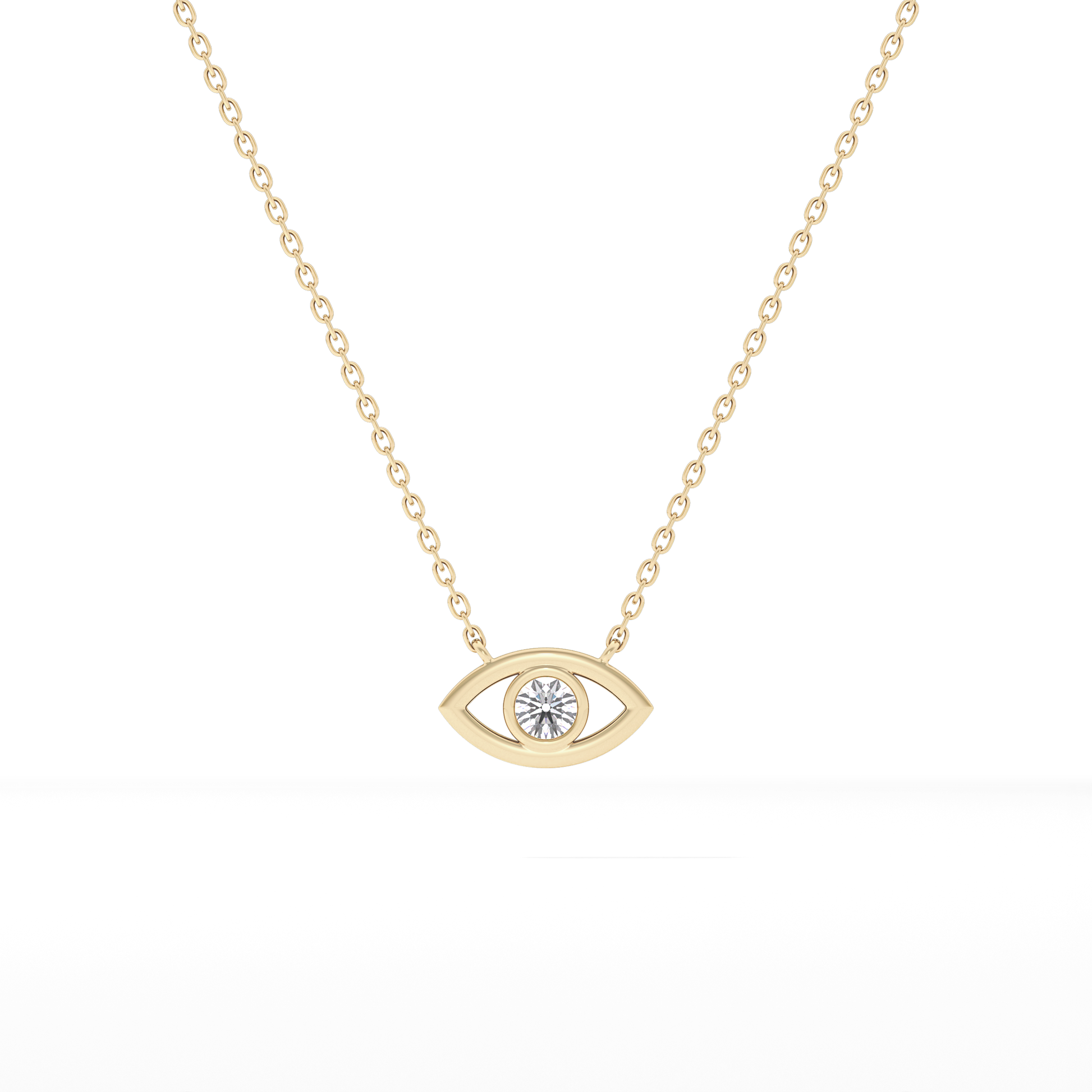 Classic 0.08 TCW Round Evil Eye Style Moissanite Diamond Necklace