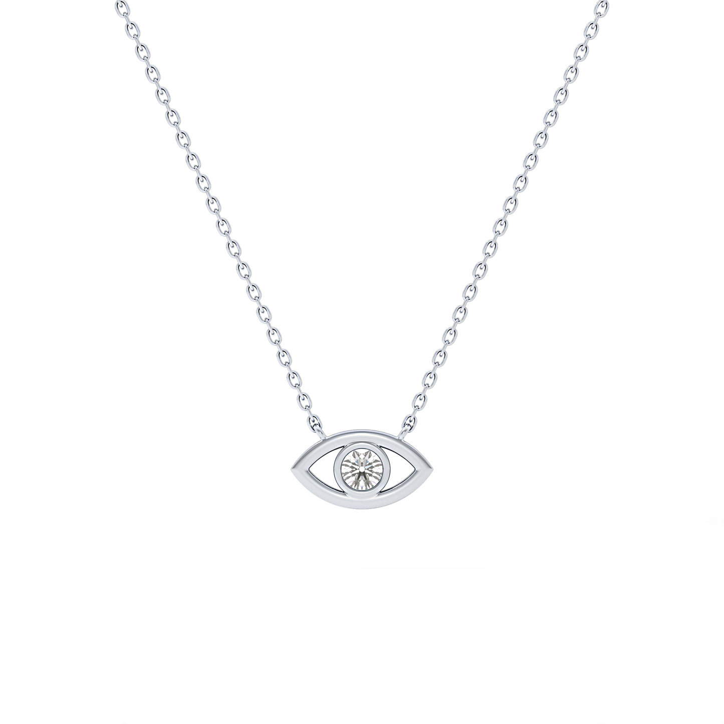Classic 0.08 TCW Round Evil Eye Style Moissanite Diamond Necklace