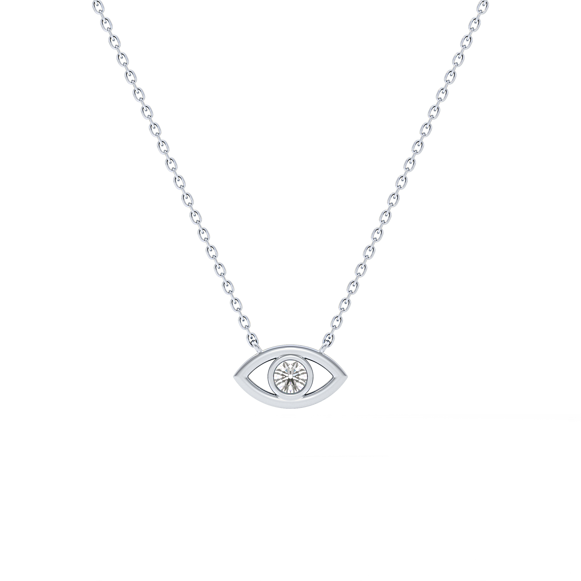 Classic 0.08 TCW Round Evil Eye Style Moissanite Diamond Necklace