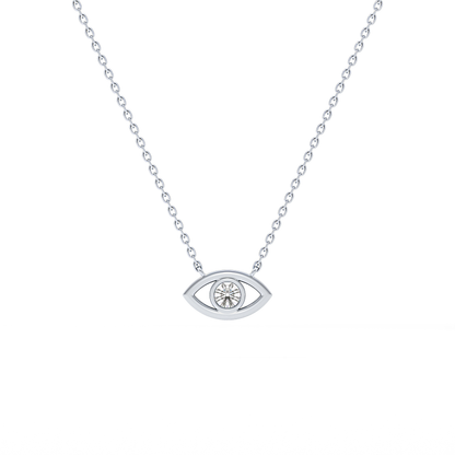 Classic 0.08 TCW Round Evil Eye Style Moissanite Diamond Necklace