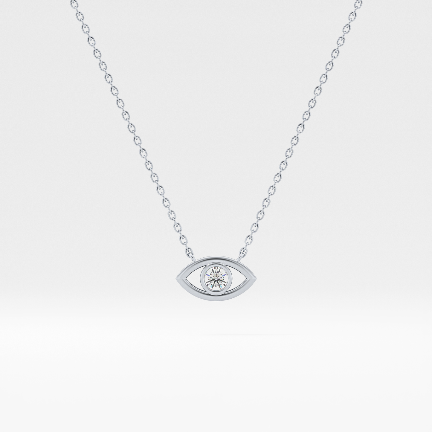 Classic 0.08 TCW Round Evil Eye Style Moissanite Diamond Necklace
